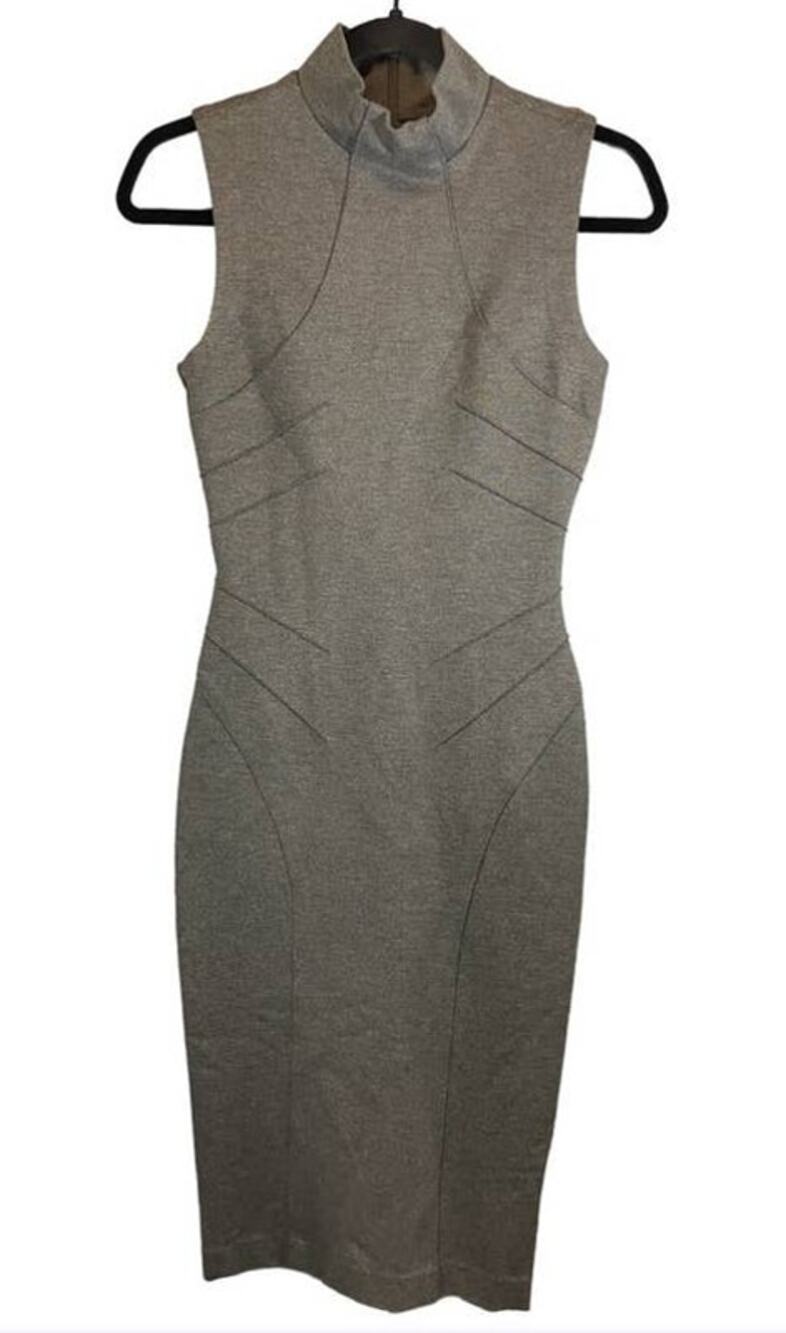 Marciano Gray Sleeveless Dress with Ribbed Detailing